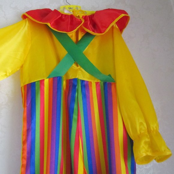 CLOWN COSTUME w WIG, KIDS M-L, RAINBOW CURLY WIG + NOSES, SCARF & SOCKS, FUN! - Picture 4 of 9